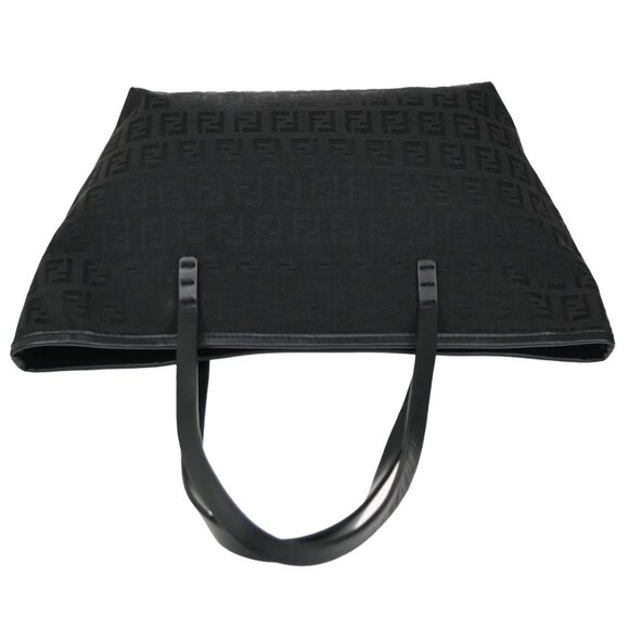 FENDI Logo Zucchino Shoulder Tote Bag Canvas Leather Black SHW Italy 76YH755 - Picture 5 of 14